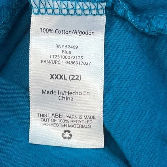 Time And Tru Tank Dress Womens 3XL Teal Blue Button Detail Scoop Neck Knit Dress - Picture 9 of 10